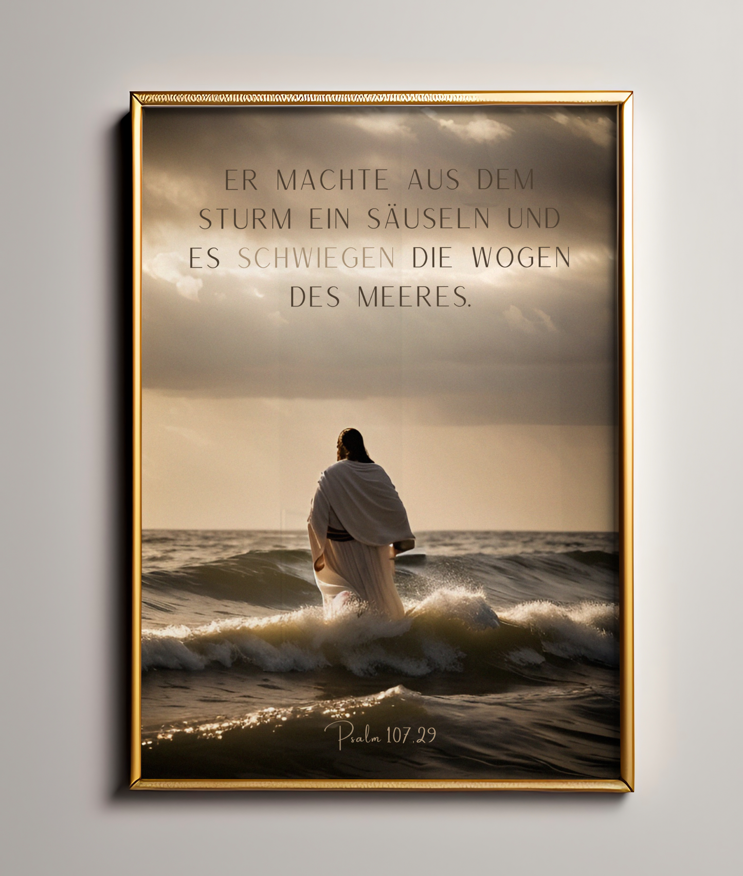 Jesus im Meer mit Bibelvers - Wandbild