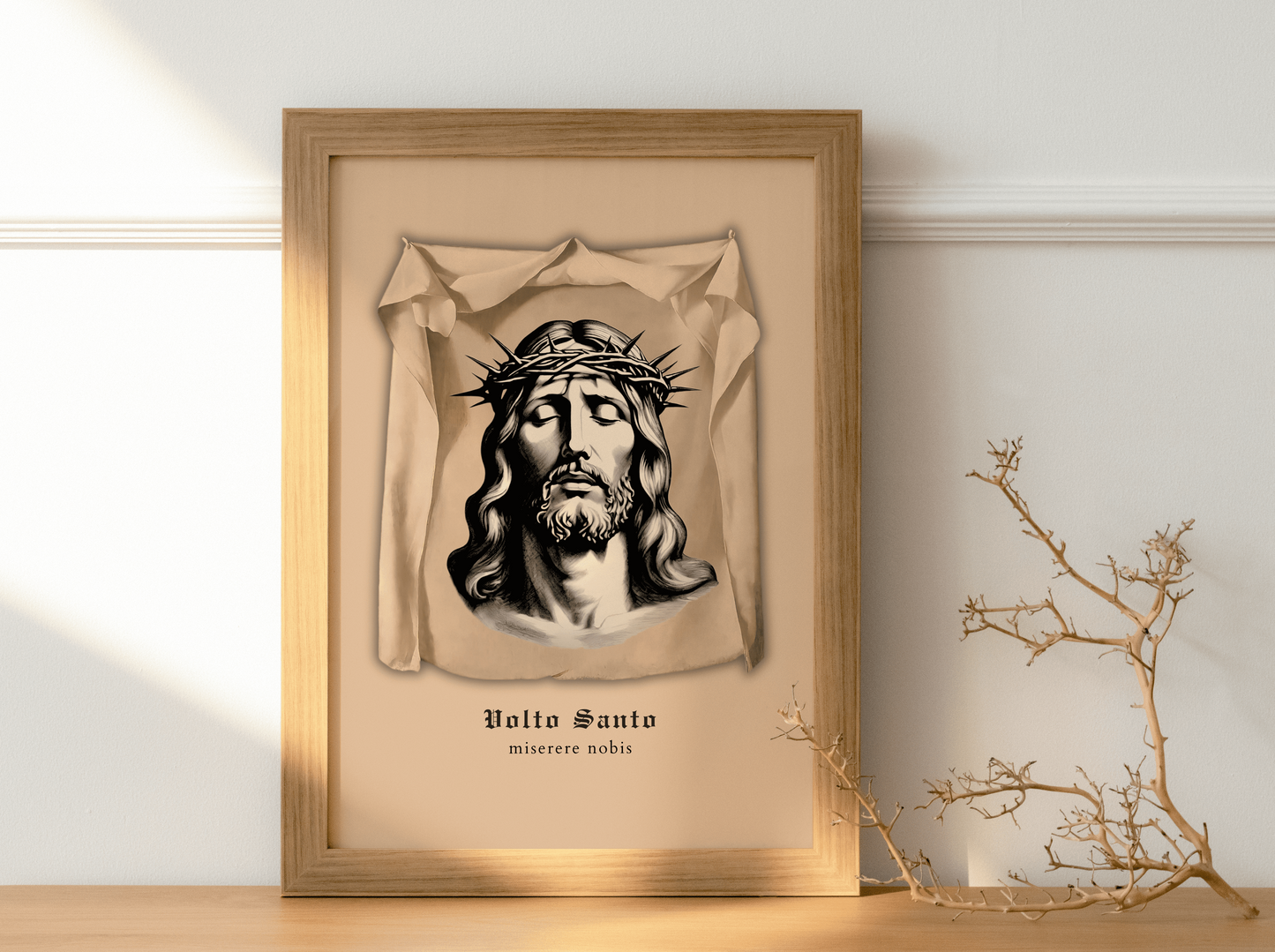 Volto Santo (Antlitz Christi) Wandbild beige