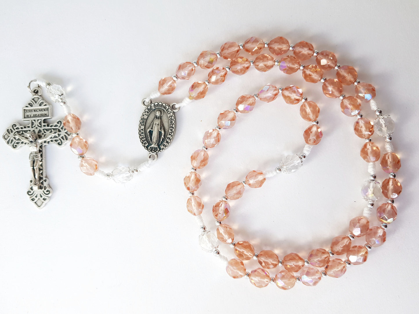 Rosary glass beads peach