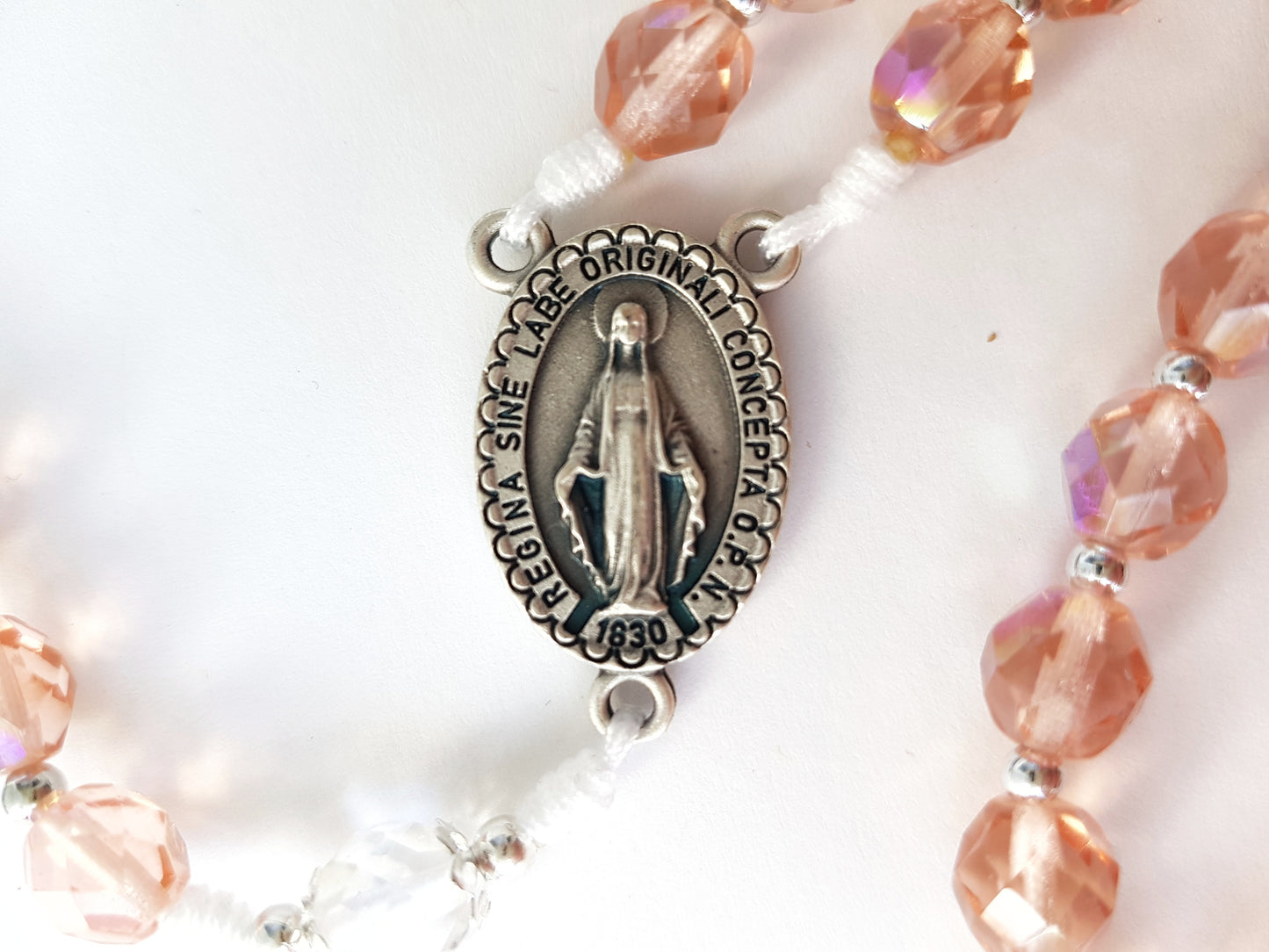 Rosary glass beads peach