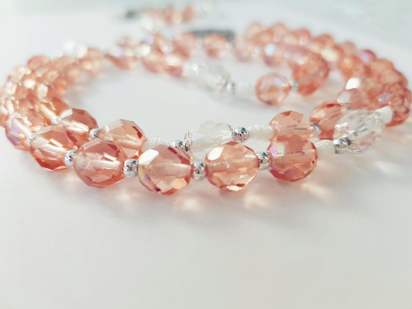 Rosary glass beads peach