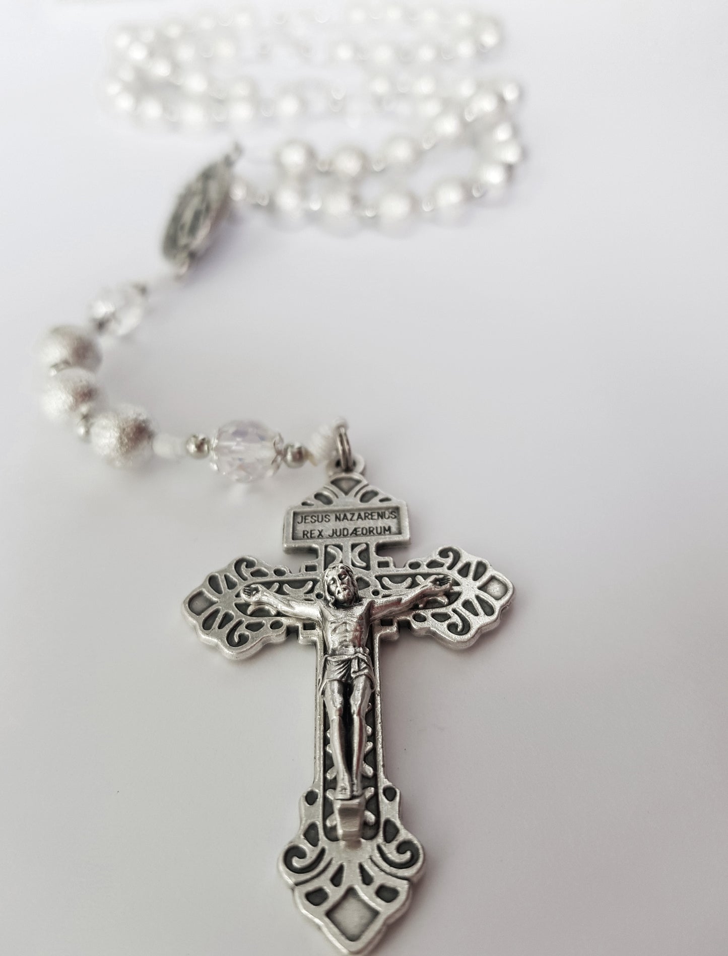 Rosary brass beads silver