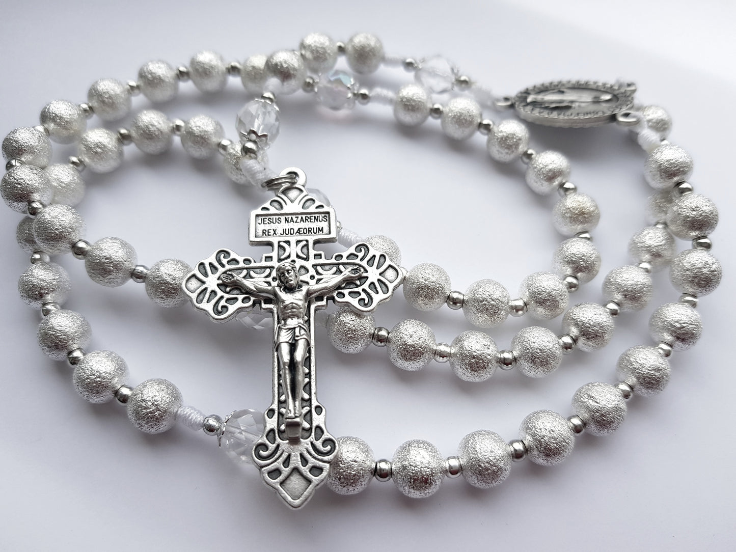 Rosary brass beads silver