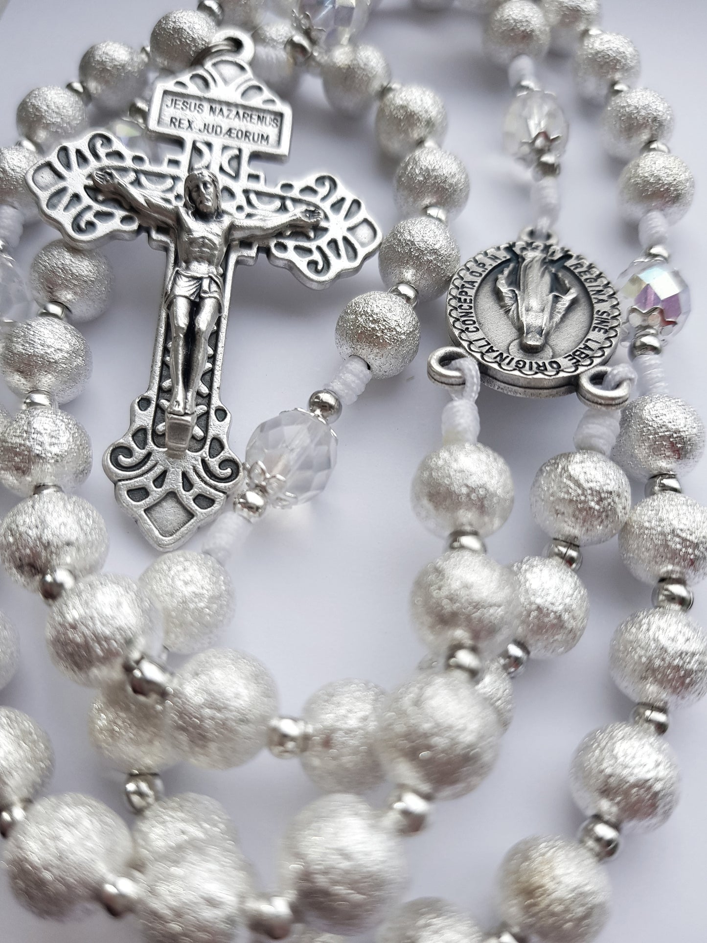 Rosary brass beads silver