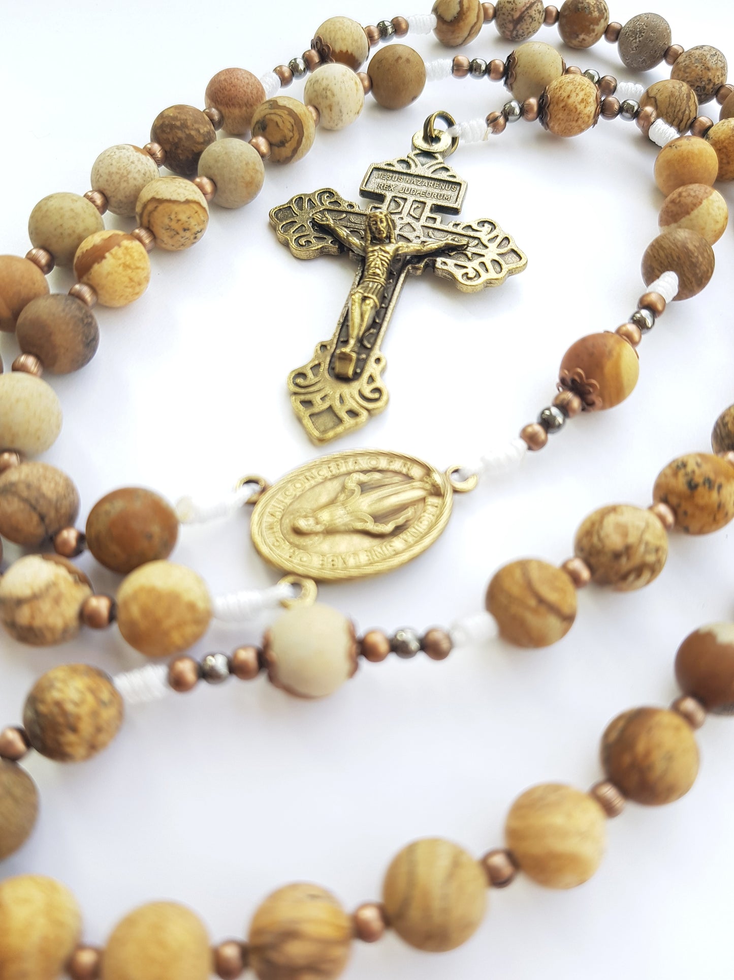 Rosary semi-precious stone brown jasper