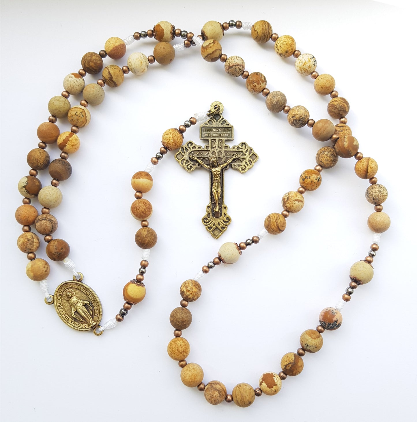 Rosary semi-precious stone brown jasper
