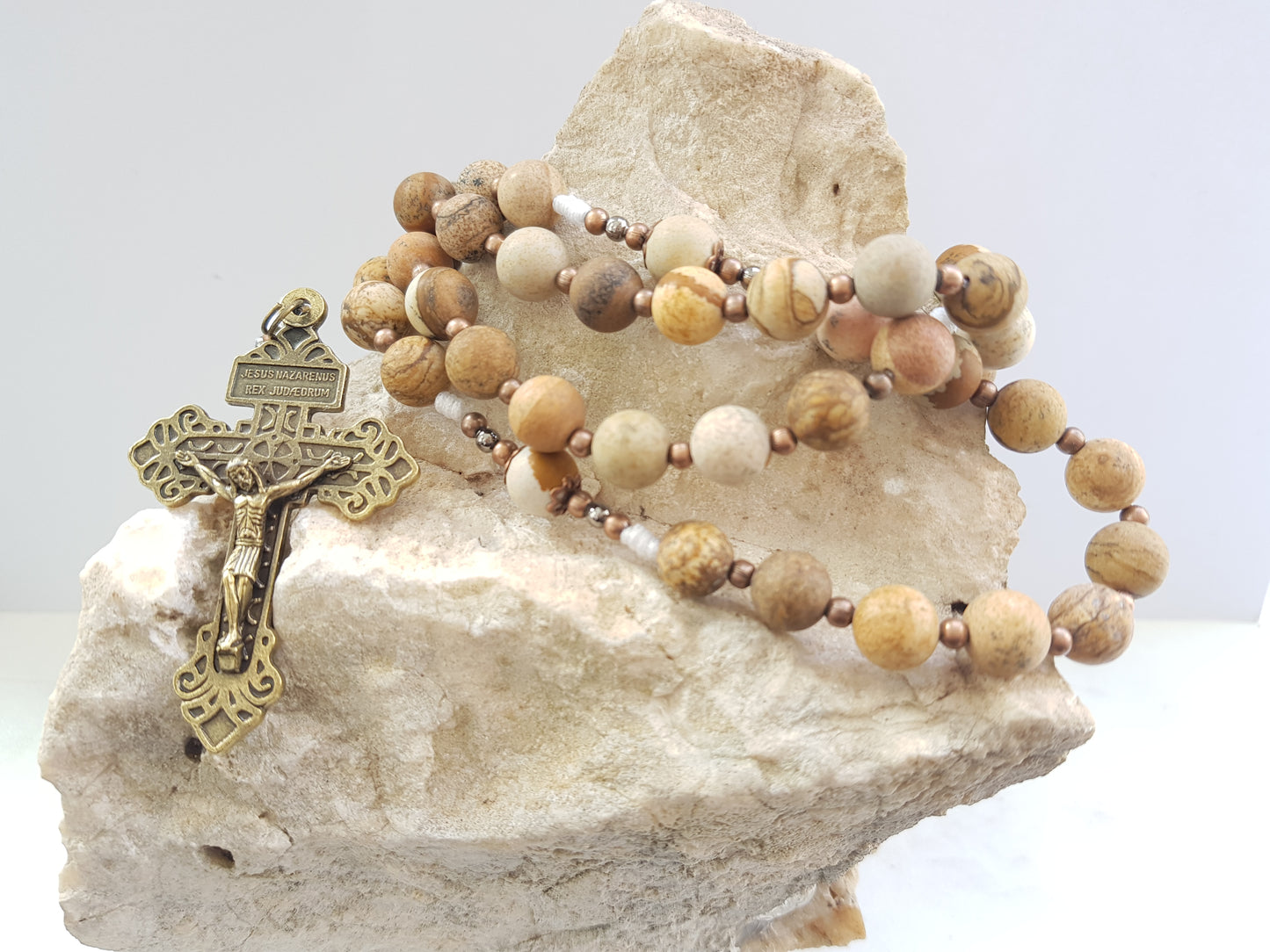 Rosary semi-precious stone brown jasper