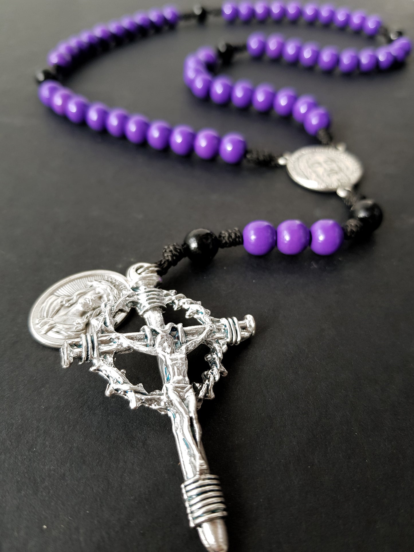 Rosary Lent wooden beads purple