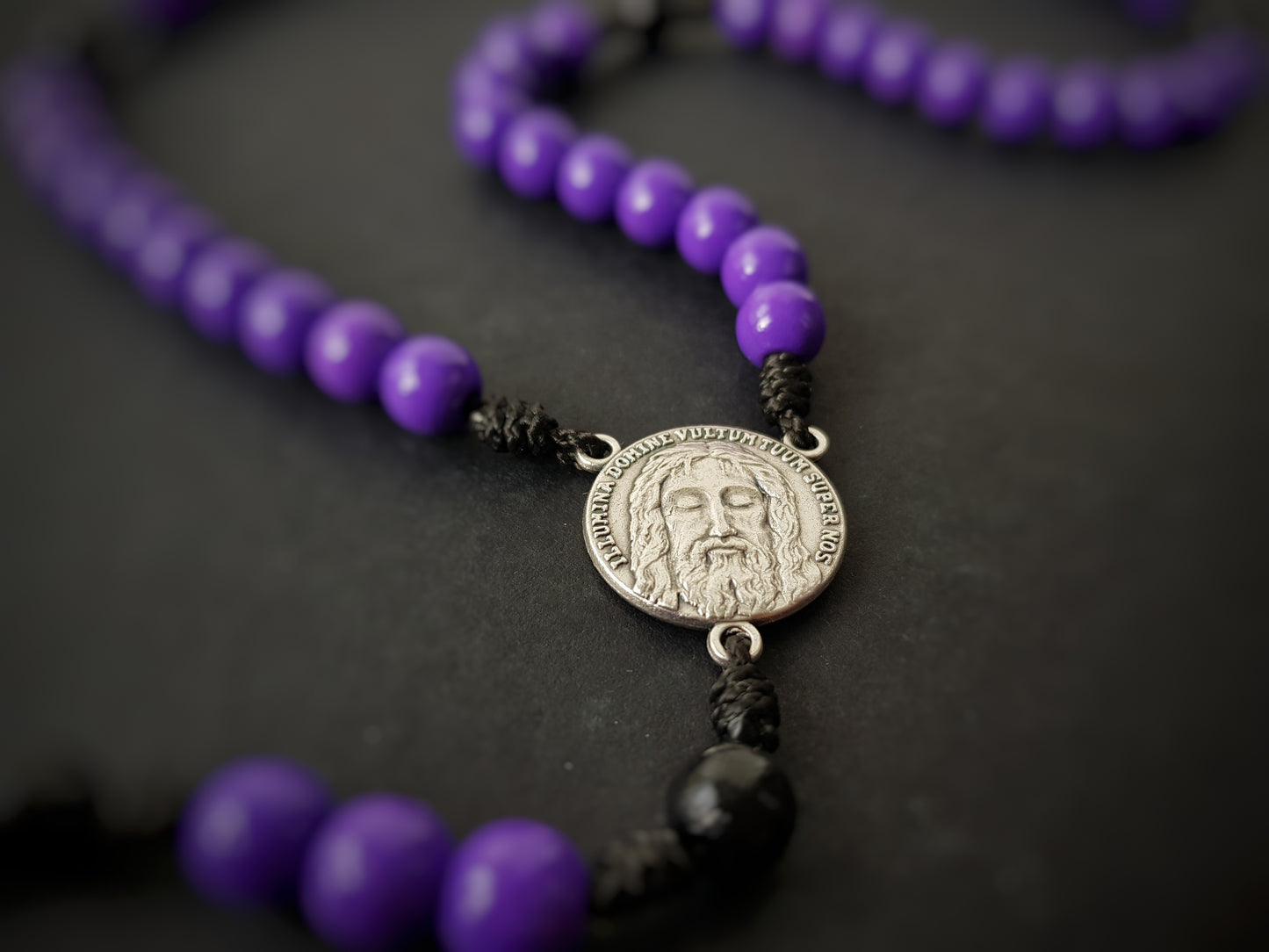 Rosary Lent wooden beads purple