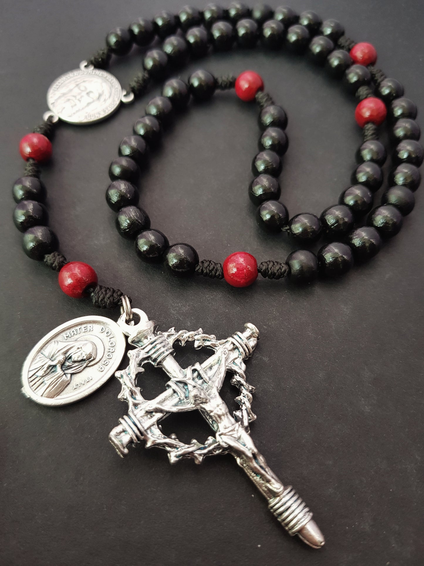 Rosary Lent wooden beads black/red