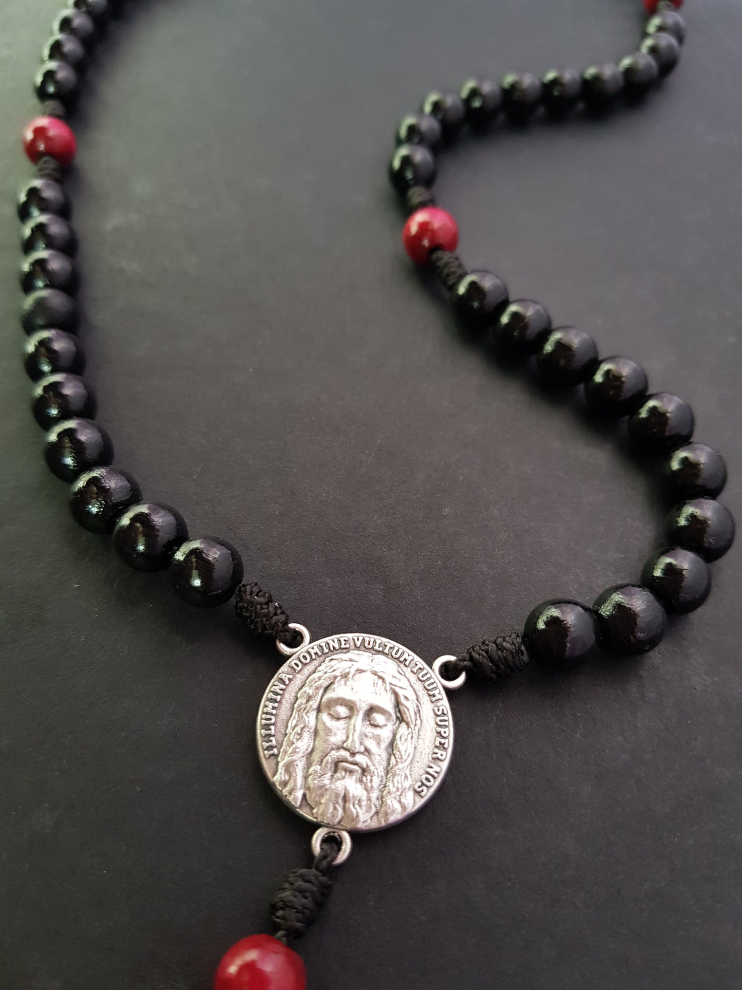 Rosary Lent wooden beads black/red