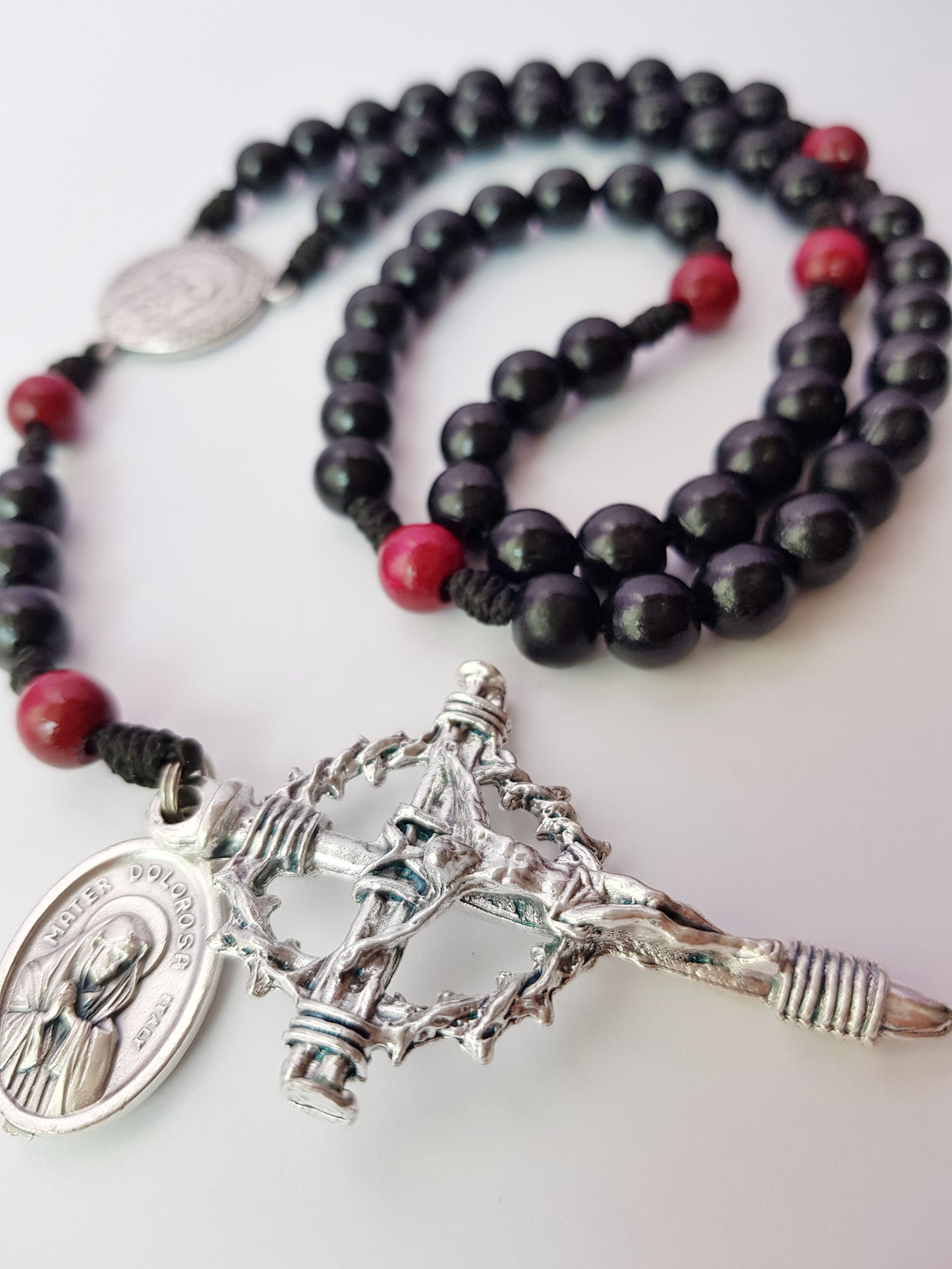 Rosary Lent wooden beads black/red
