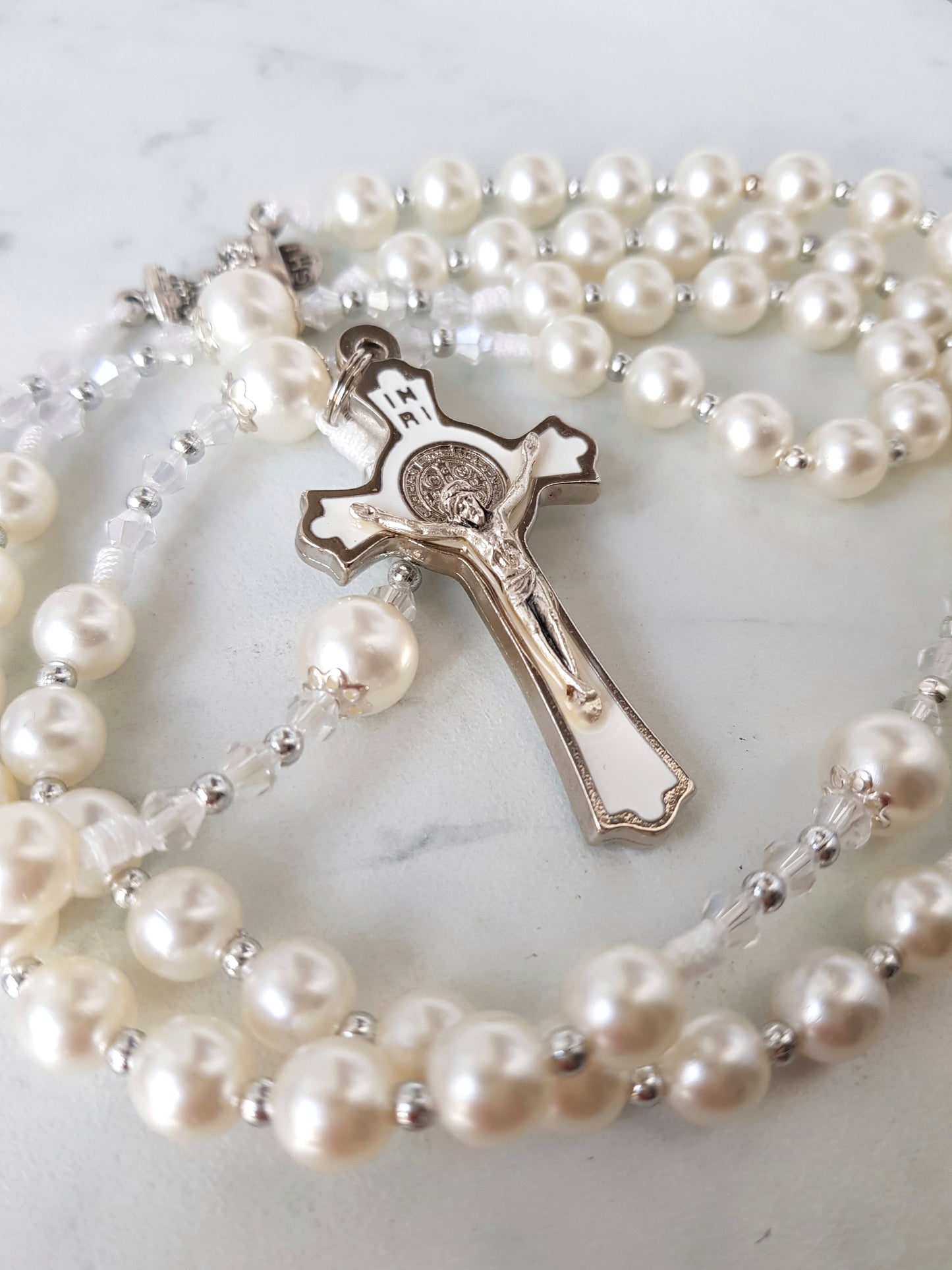 Rosary First Communion Wax Beads Ivory