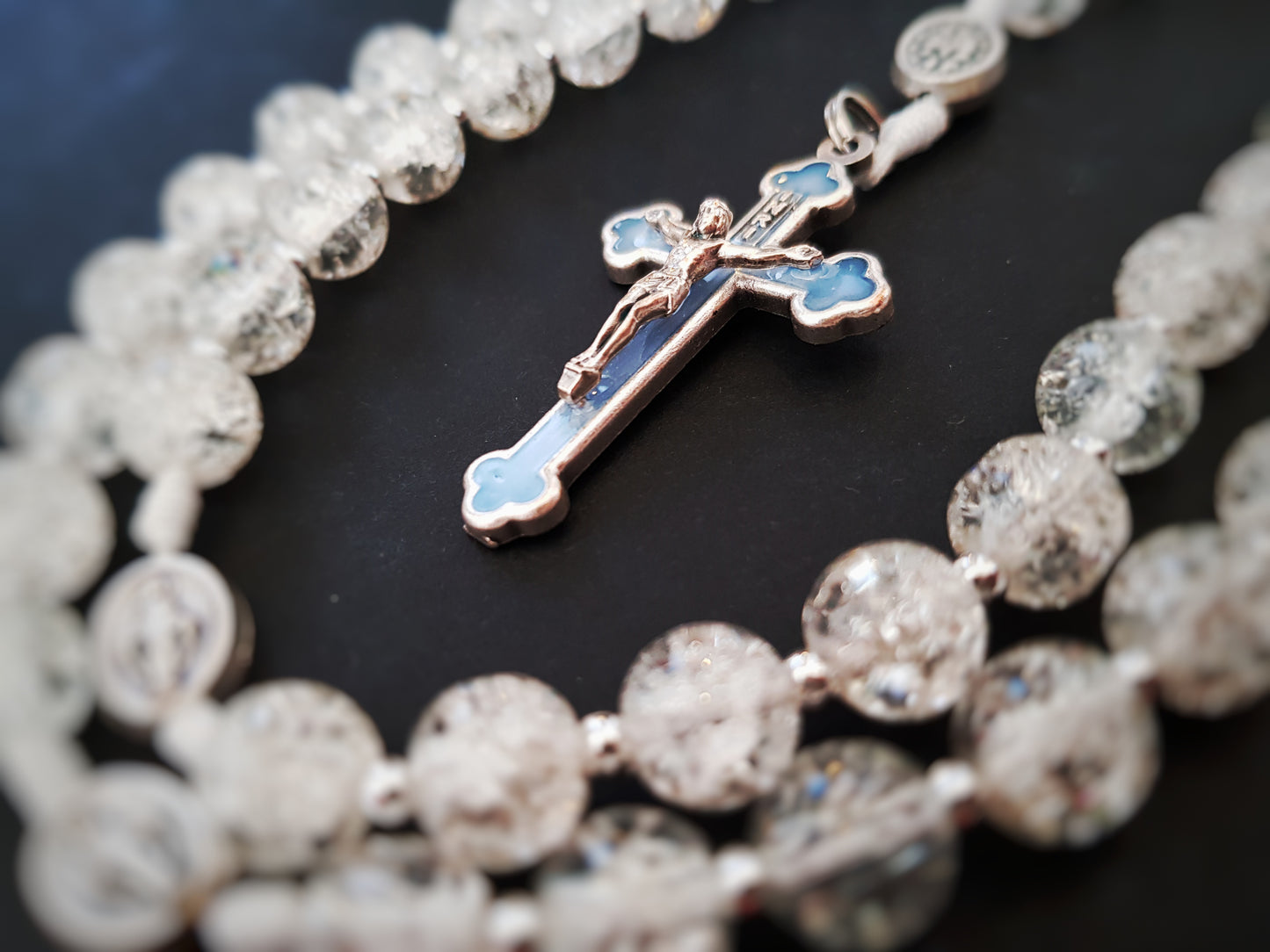 Rosary glass beads crystal transparent
