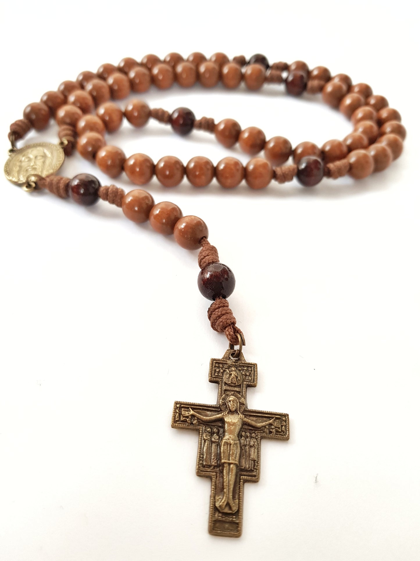 Rosary Francis of Assisi wooden beads brown