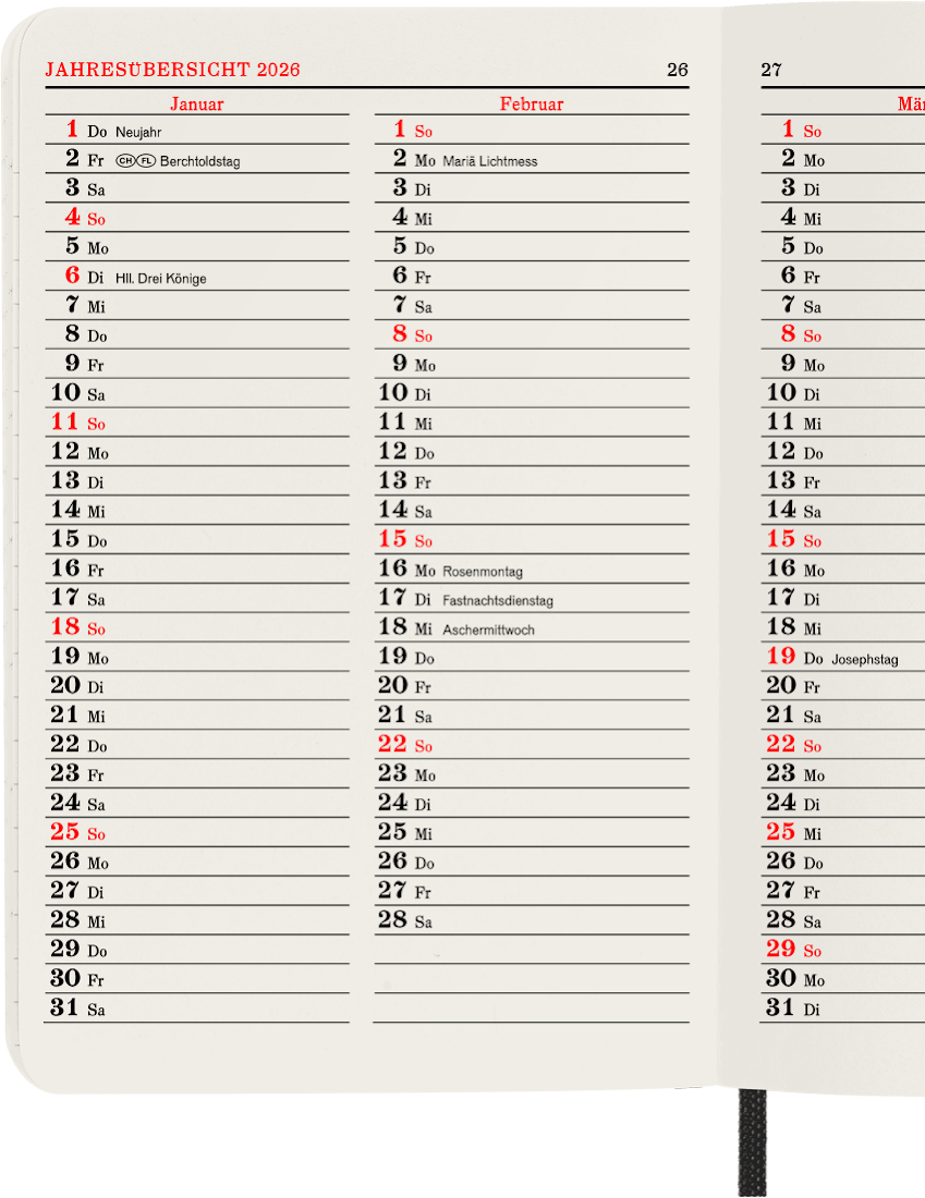 Taschenkalender 2026