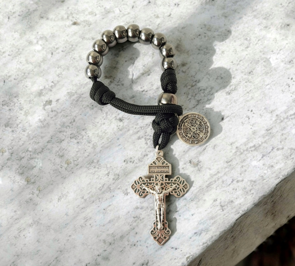 Finger rosary paracord anthracite/black