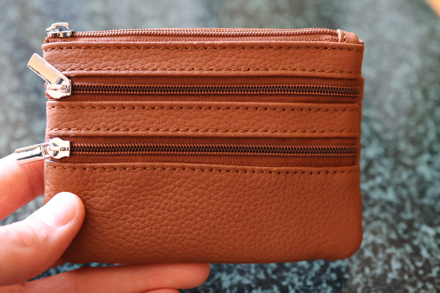 Rosenkranztasche aus Echtleder Hellbraun