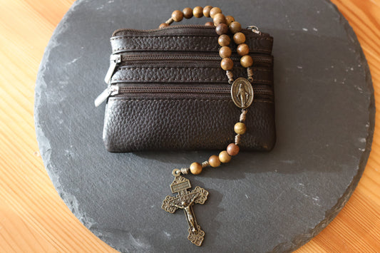 Rosenkranztasche aus Echtleder Dunkelbraun