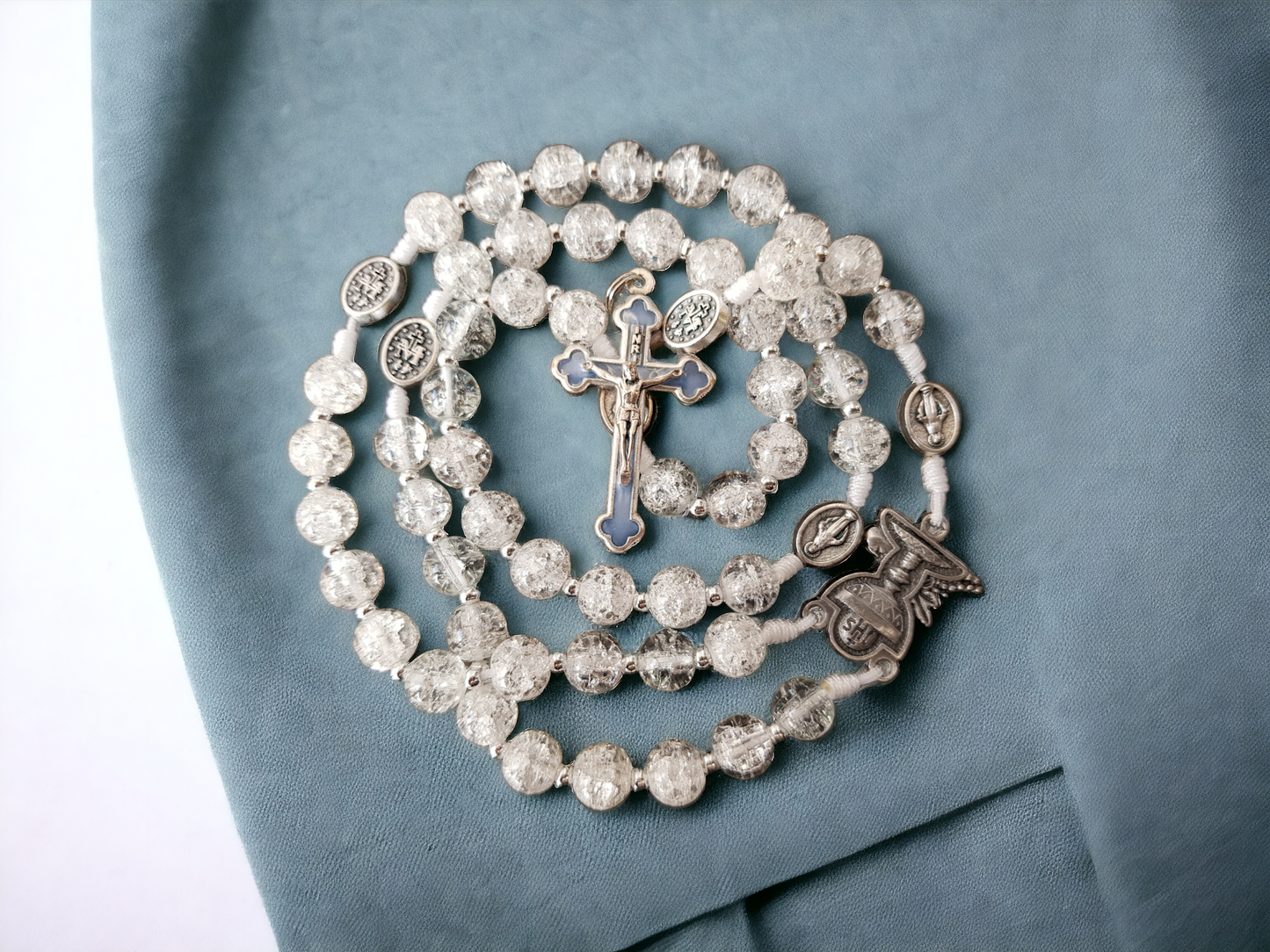 Rosary glass beads crystal transparent