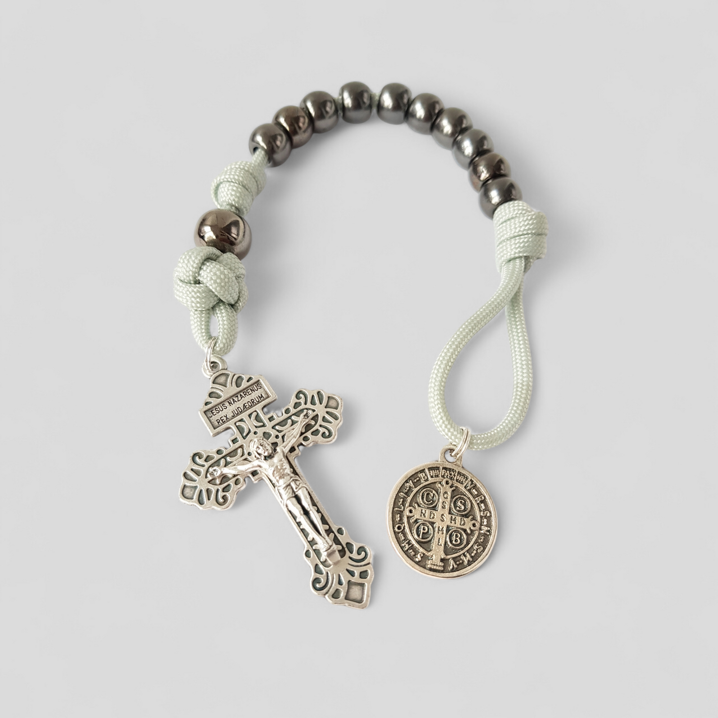Finger rosary paracord silver grey\anthracite