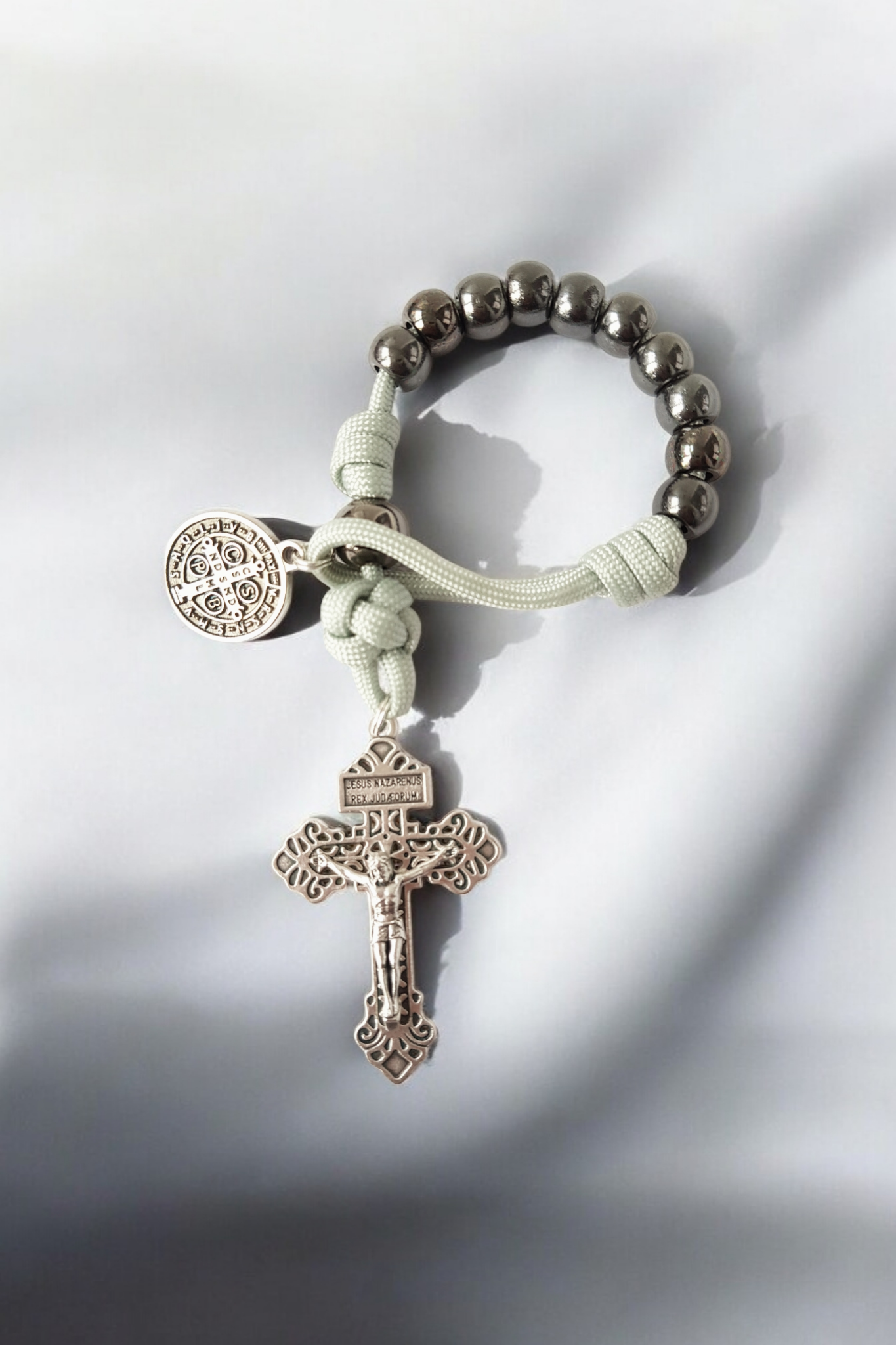 Finger rosary paracord silver grey\anthracite