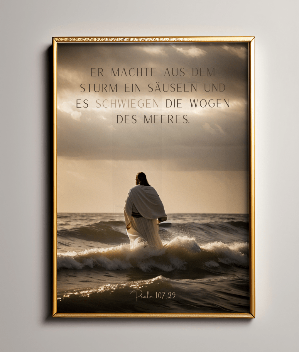 Jesus im Meer mit Bibelvers - Wandbild - MarcellusOnlineShop