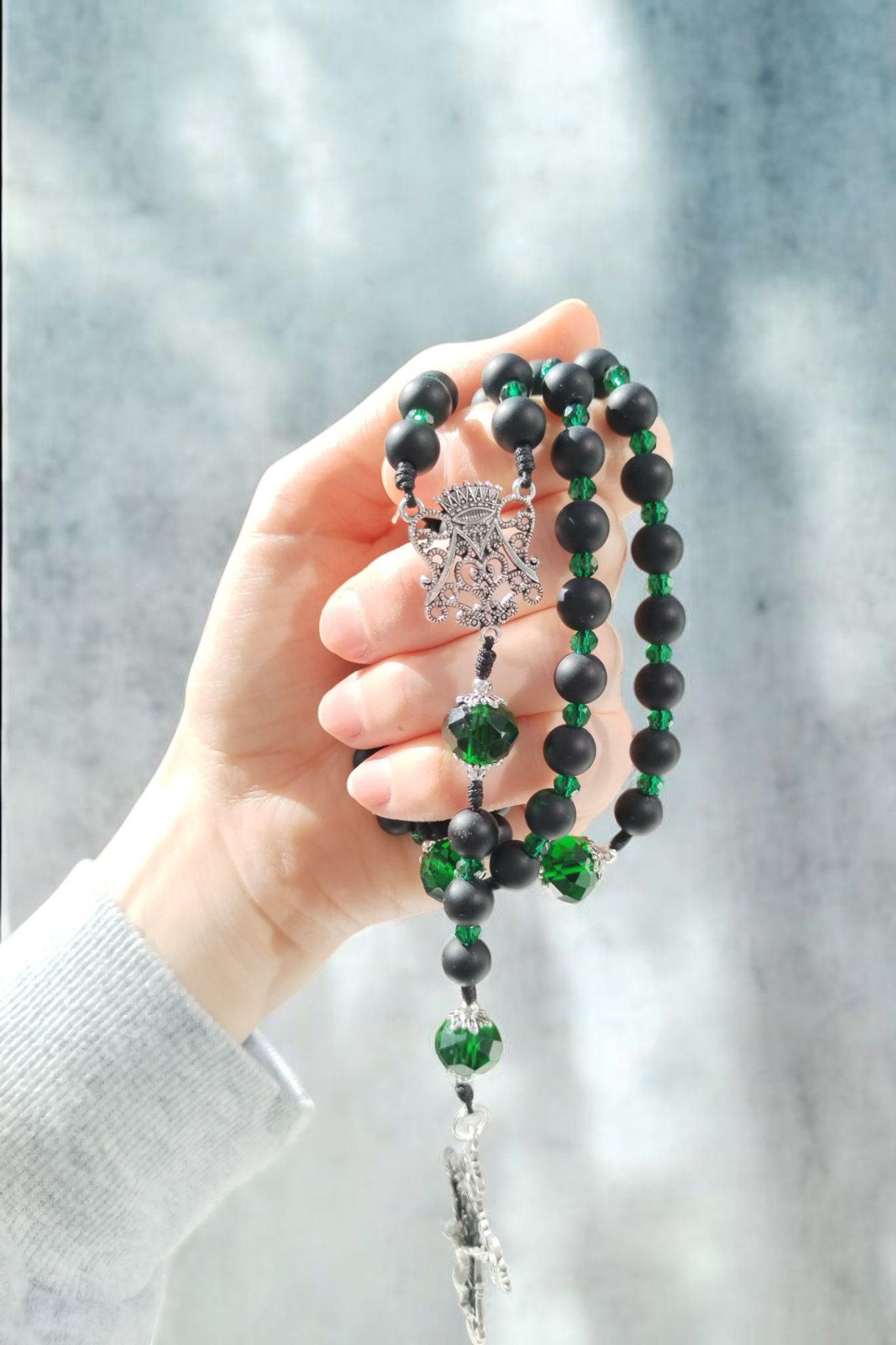 Regina caeli rosary emerald green