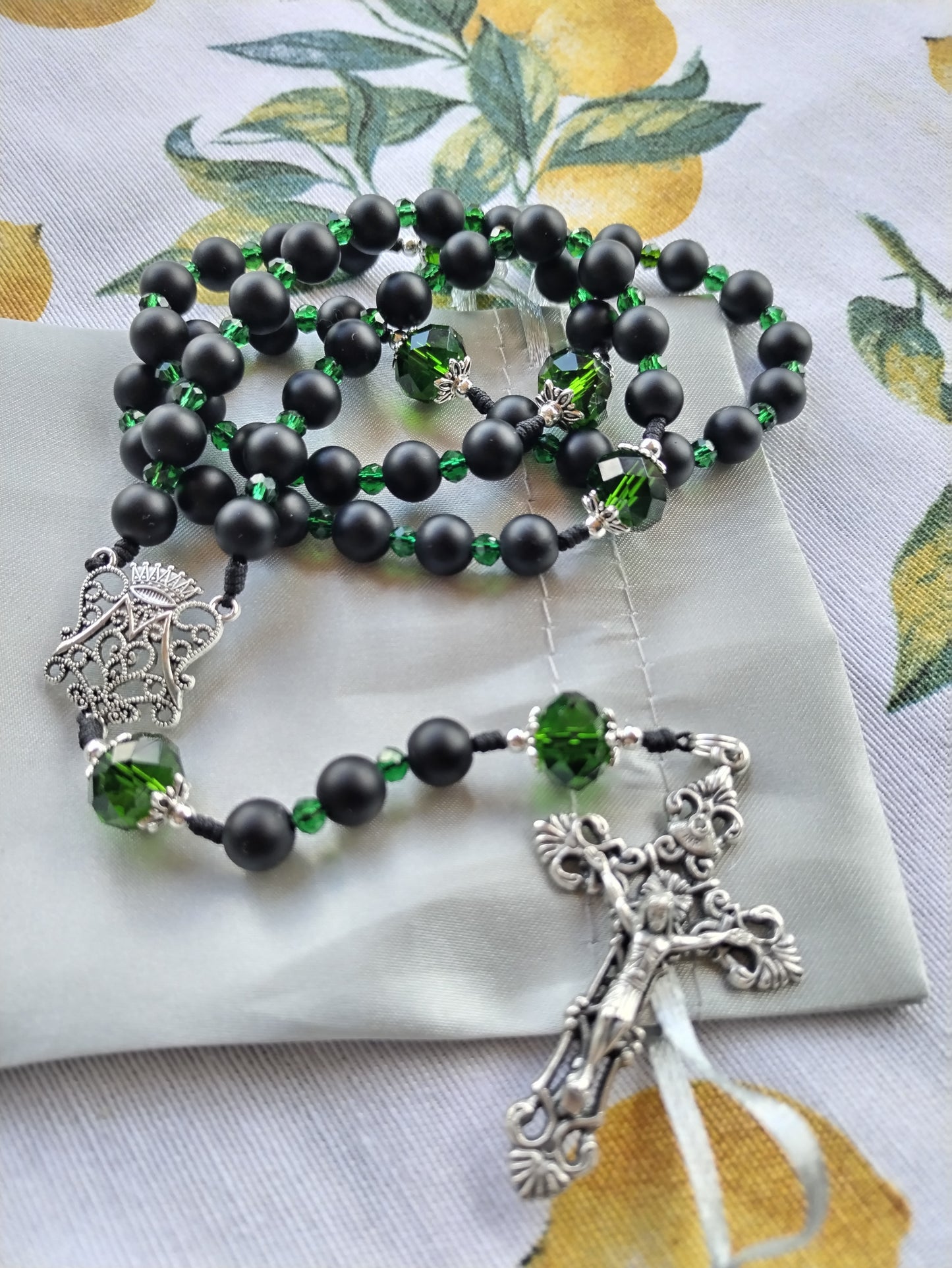 Regina caeli rosary emerald green