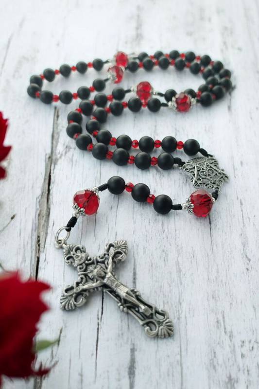 Regina caeli Rosenkranz rubinrot