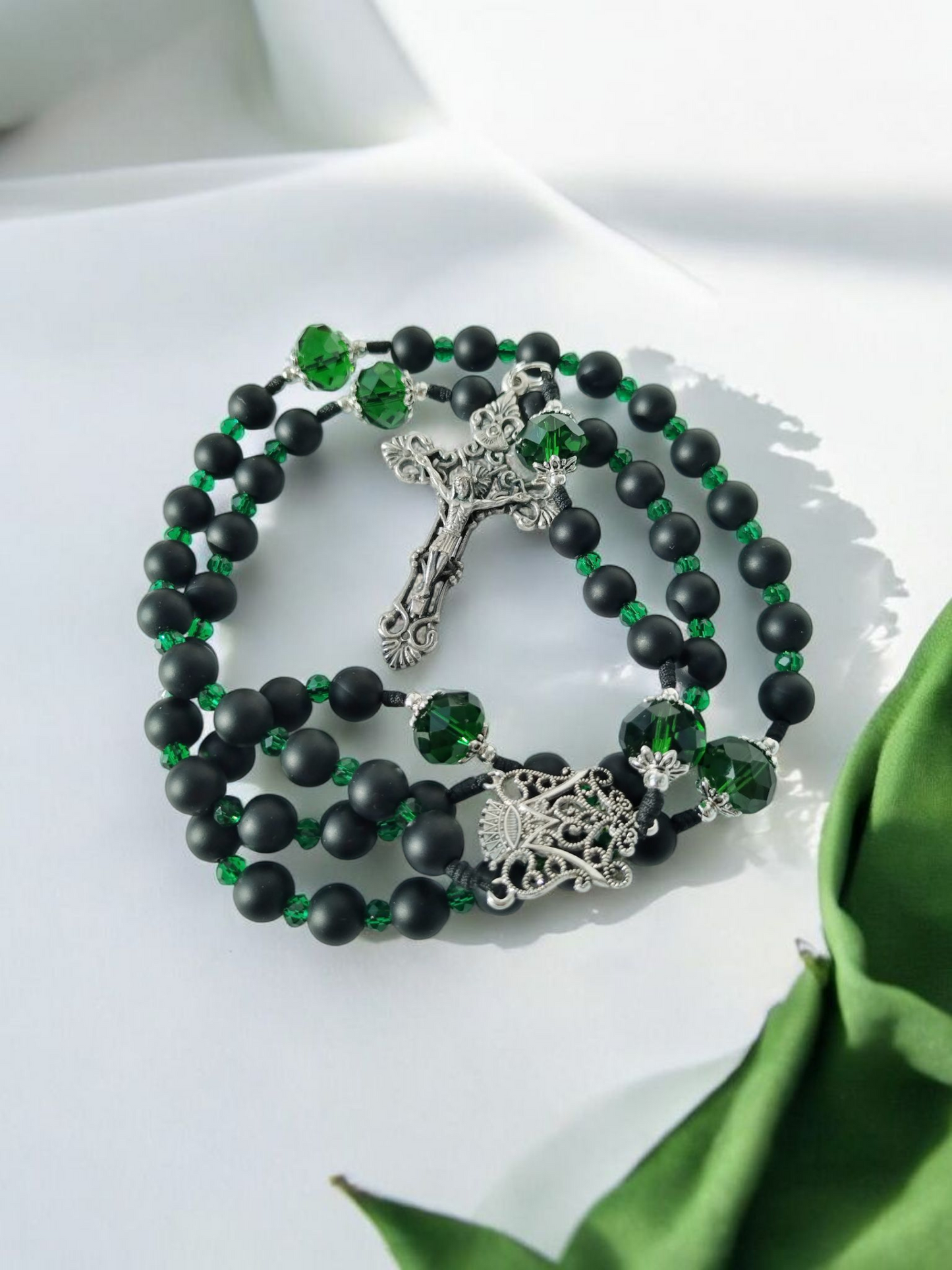 Regina caeli rosary emerald green