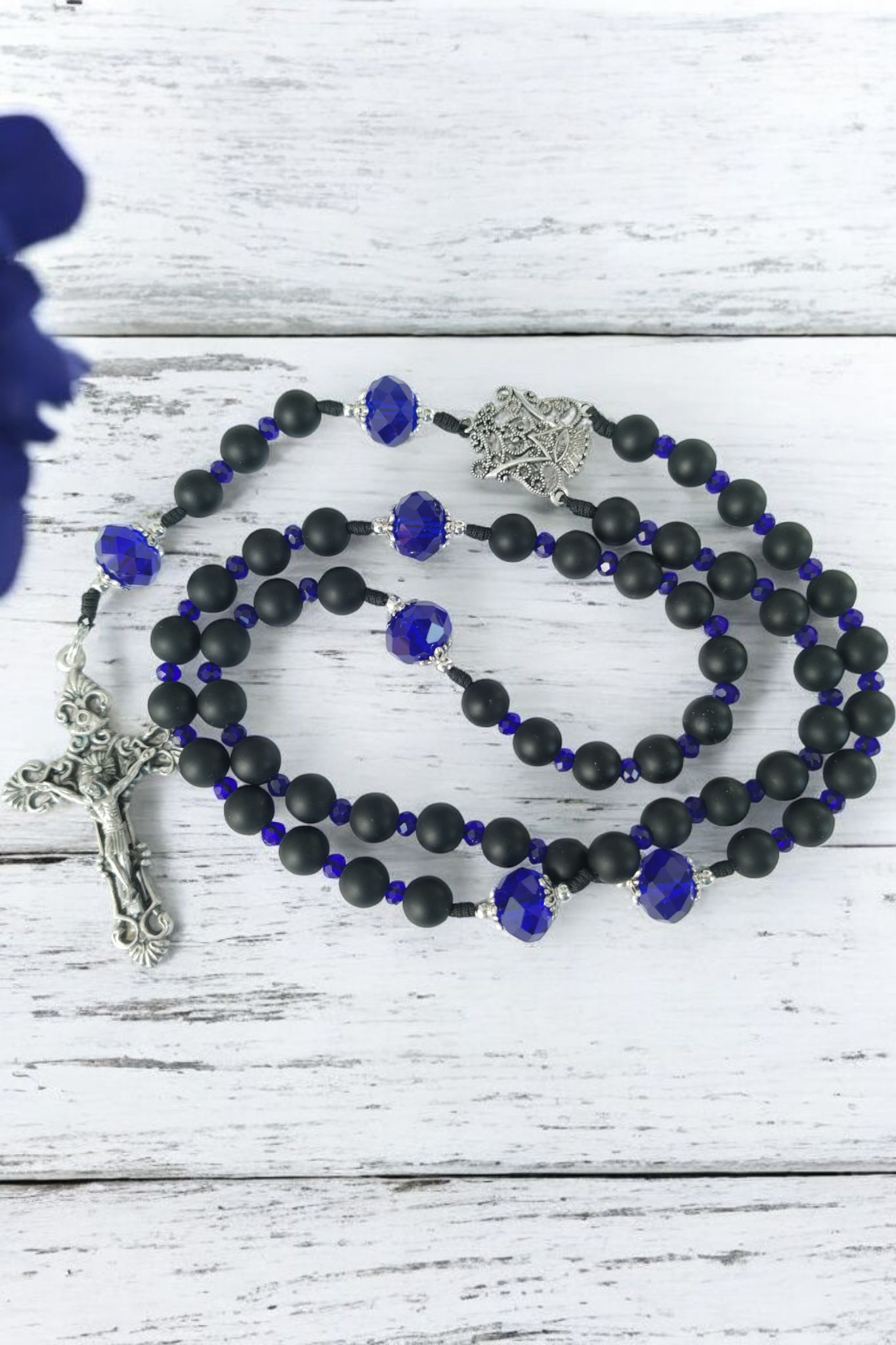 Regina caeli rosary - sapphire blue