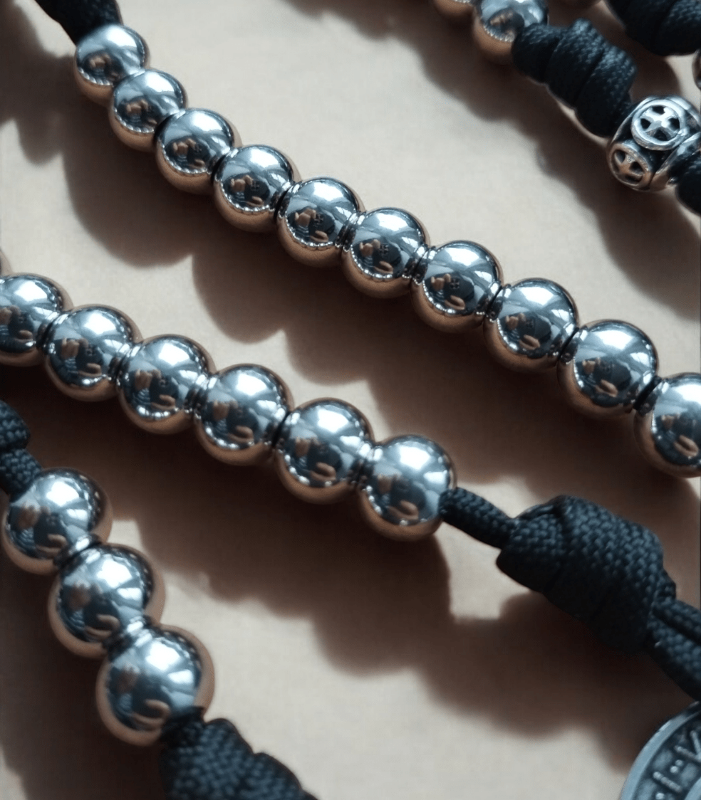 St. Benediktus Paracord - Rosenkranz silber - MarcellusOnlineShop