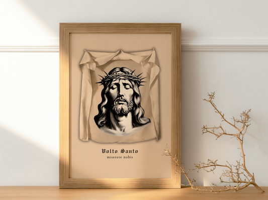 Volto Santo (Antlitz Christi) Wandbild beige