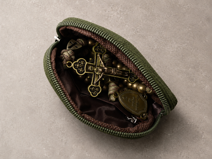 Robuste Rosenkranztasche Olivgrün
