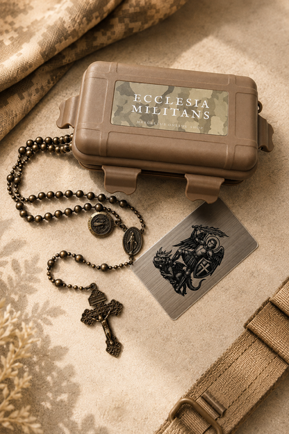 Combat Rosary Soldiers Edition mit stabiler Kugelkette und massiven Bronzeperlen (6 mm), Nachbildung des Soldatenrosenkranzes