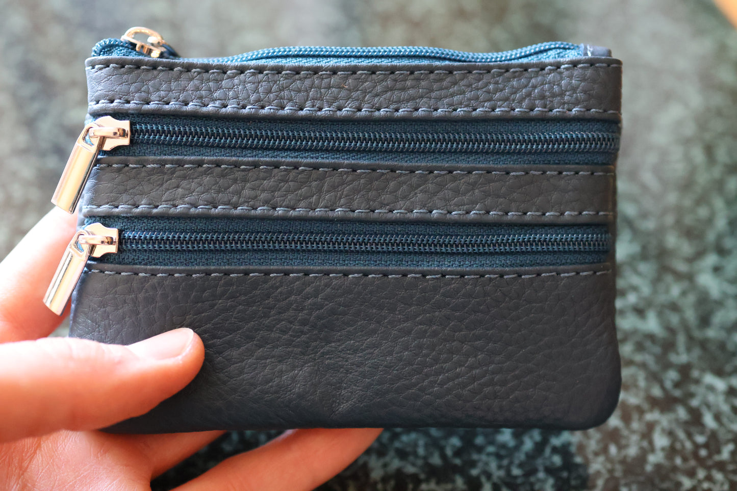 Rosenkranztasche aus Echtleder Dunkelblau