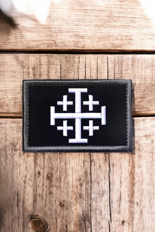 Jerusalemer Kreuz Patch weiß