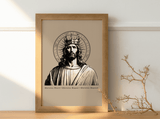 Wandbild von Christus als König in Schwarz und Beige, matter Deluxe-Druck, ohne Rahmen