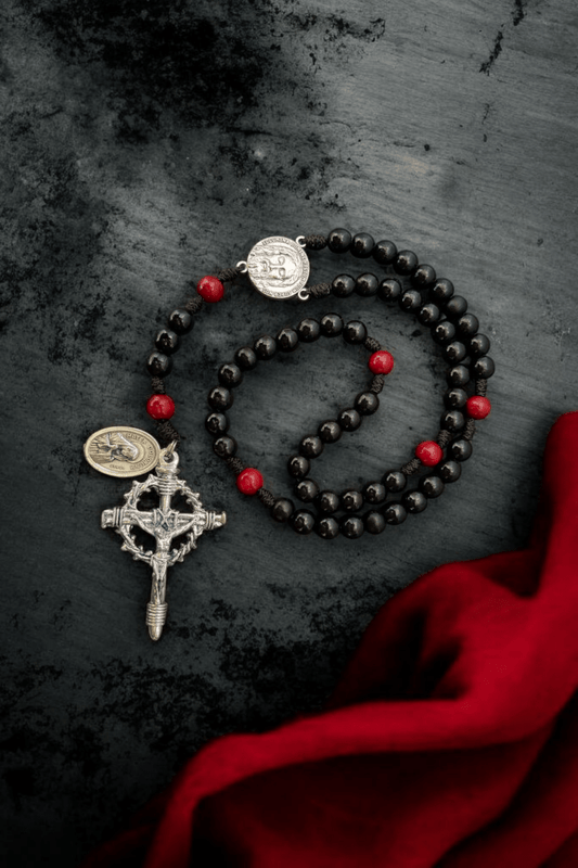 Fastenzeit Rosenkranz schwarz/rot - MarcellusOnlineShop