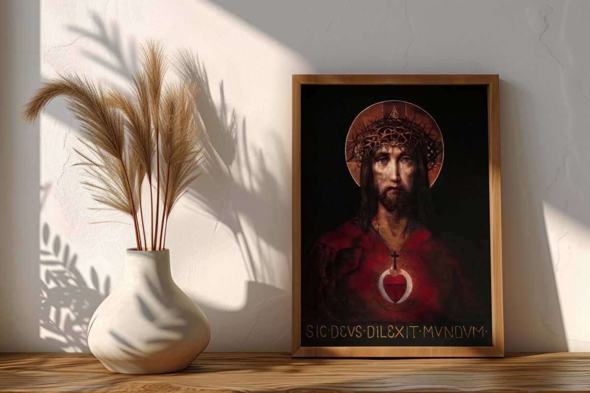 Herz Jesu, Christus mit Dornenkrone - Wandbild - MarcellusOnlineShop
