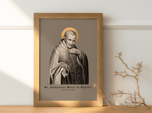 Hl. Alfons Maria von Liguori - Wandbild schwarz/beige - MarcellusOnlineShop
