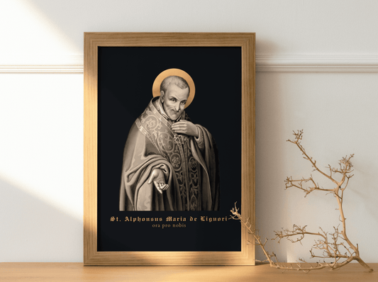 Hl. Alfons Maria von Liguori - Wandbild schwarz/gold - MarcellusOnlineShop