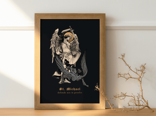Hl. Erzengel Michael Wandbild schwarz/gold - MarcellusOnlineShop