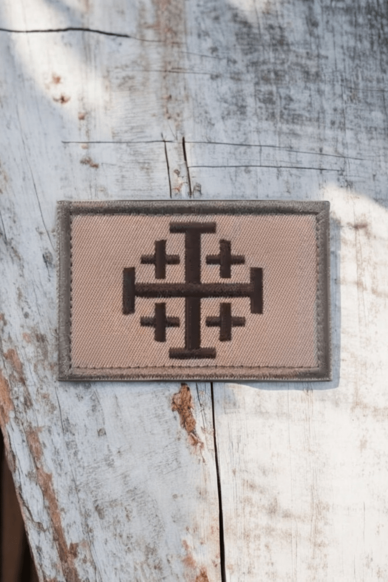 Jerusalemer Kreuz Patch olive - MarcellusOnlineShop