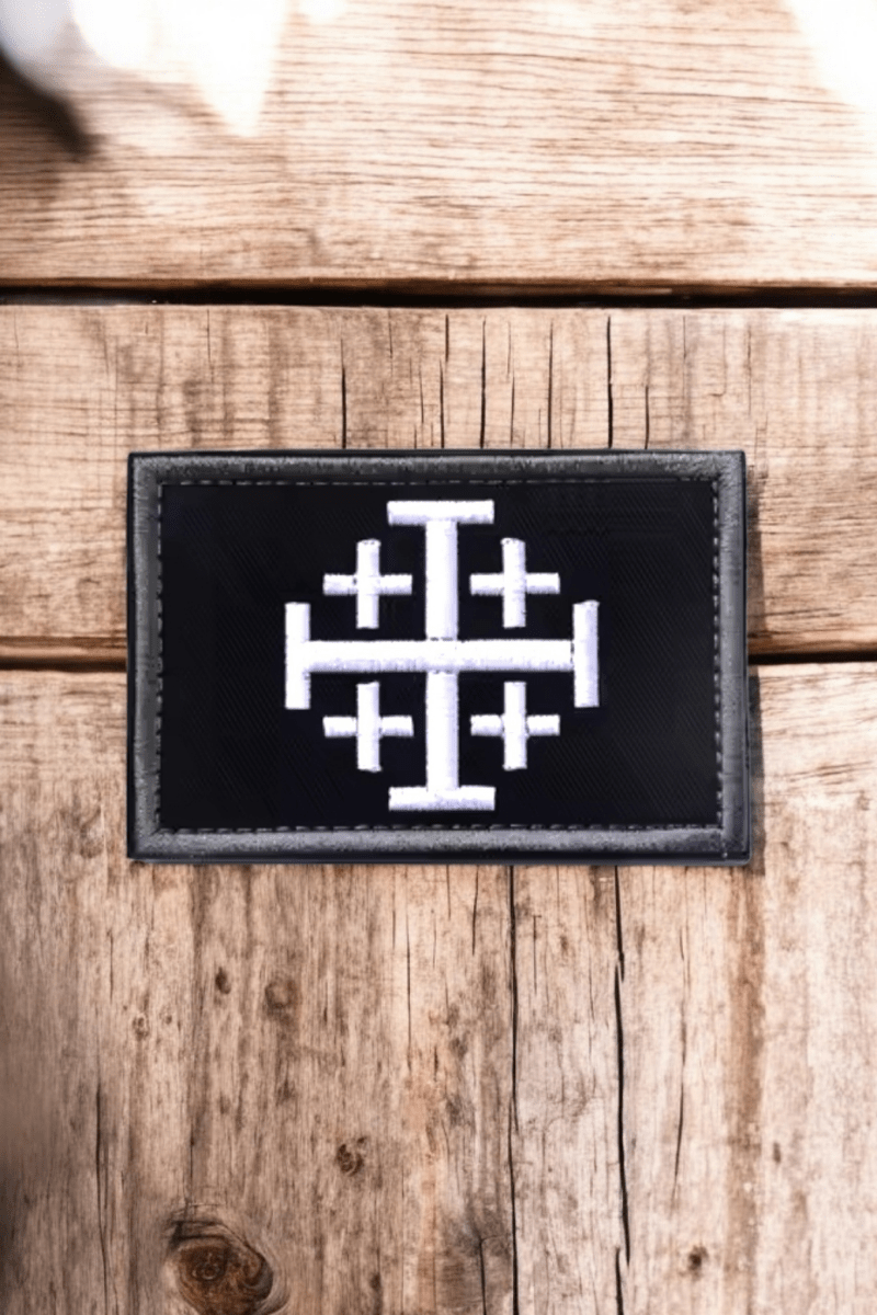 Jerusalemer Kreuz Patch weiß - MarcellusOnlineShop