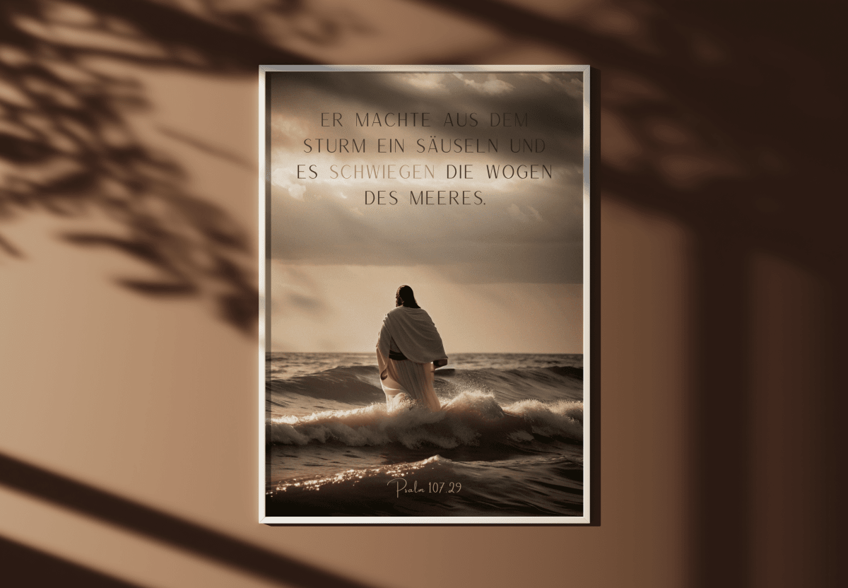 Jesus im Meer mit Bibelvers - Wandbild - MarcellusOnlineShop