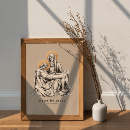 Mater Dolorosa (Pietá) - Wandbild (schwarz/beige) - MarcellusOnlineShop