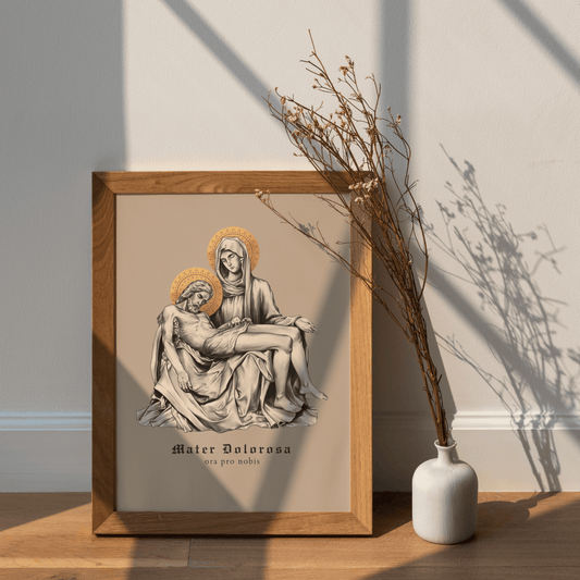 Mater Dolorosa (Pietá) - Wandbild (schwarz/beige) - MarcellusOnlineShop