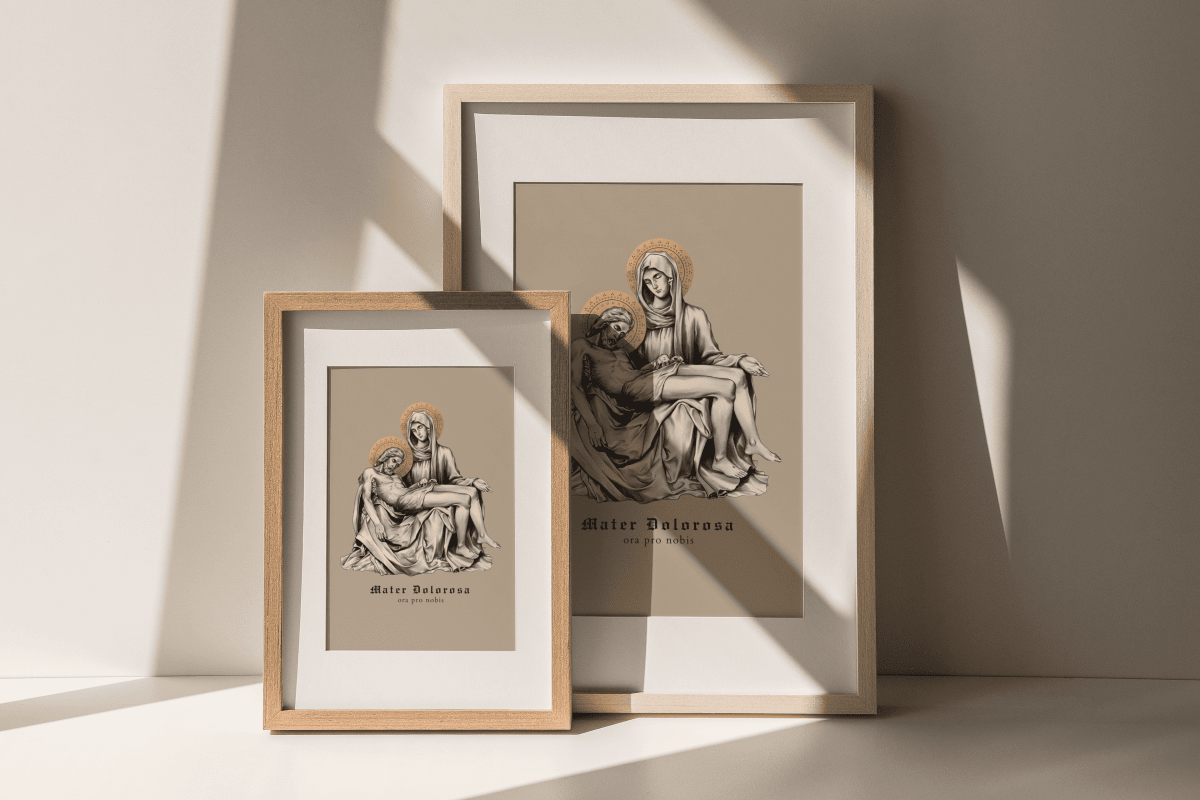 Mater Dolorosa (Pietá) - Wandbild (schwarz/beige) - MarcellusOnlineShop